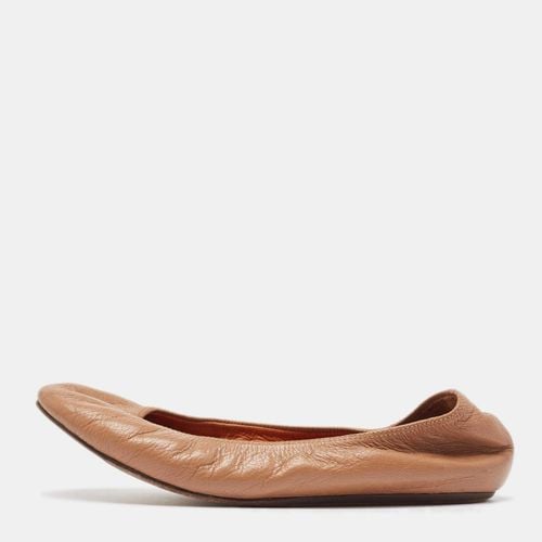 Beige Leather Scrunch Ballet Flats Size 38 - Lanvin - Modalova