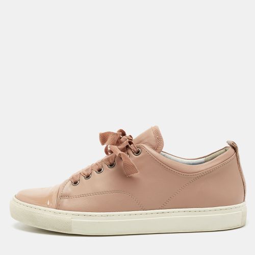 Dusty Leather and Patent Cap Toe Low-Top Sneakers Size 40 - Lanvin - Modalova