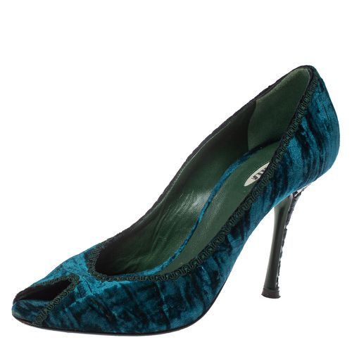 Green Velvet Peep Toe Pumps Size 37 - Le Silla - Modalova