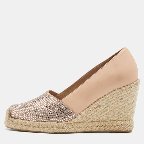 Nude Leather Crystal Embellished Wedge Espadrilles Pumps Size 38 - Le Silla - Modalova