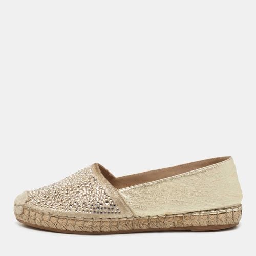 Gold Leather Crystal Embellishments Espadrilles Flats Size 36 - Le Silla - Modalova