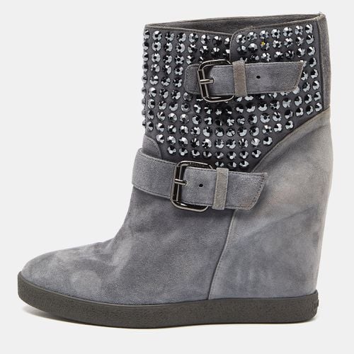 Suede Crystal Embellished Wedge Ankle Boots Size 38 - Le Silla - Modalova