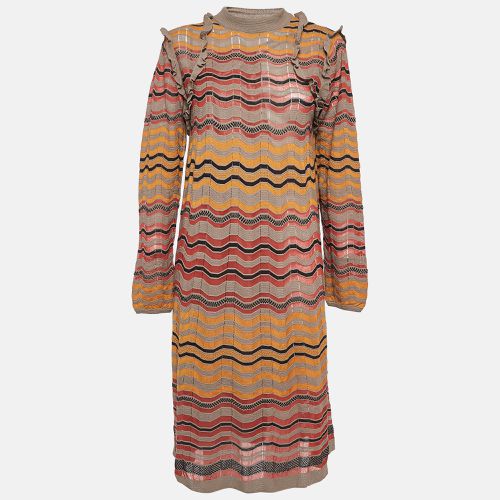 Chevron Knit Ruffled Long Sleeve Midi Dress L - M Missoni - Modalova