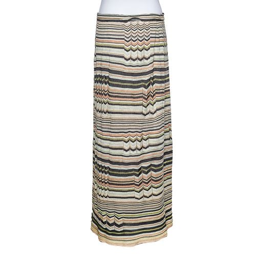 Multicolored Stripe Perforated Knit Skirt L - M Missoni - Modalova