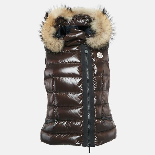 Nylon Detachable Fur Collar Quilted Down Jacket M - Moncler - Modalova