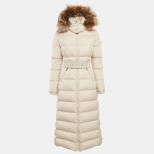 Synthetic Detachable Fur Hooded Down Puffer Long Coat XS - Moncler - Modalova