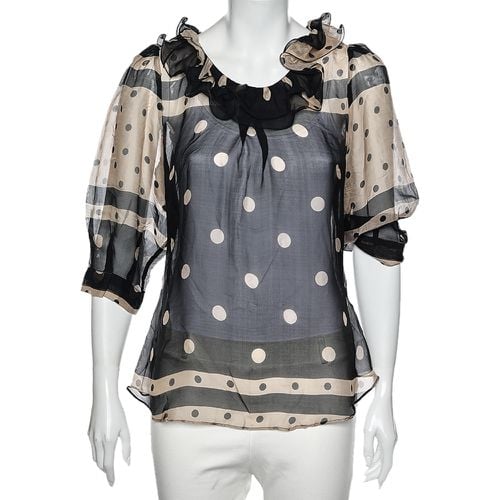 Cream Polka Doted Silk Blouse M - Moschino Cheap and Chic - Modalova