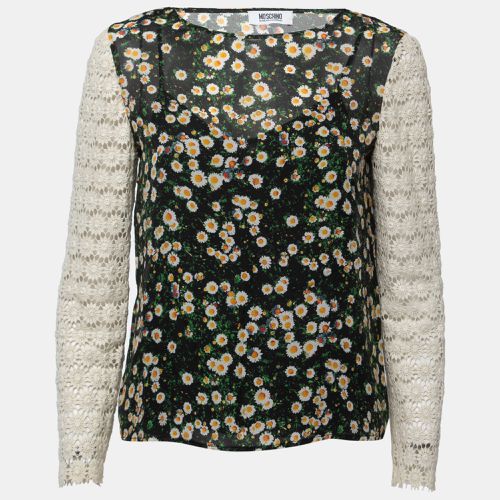 Floral Printed Crochet Sleeve Top S - Moschino Cheap and Chic - Modalova