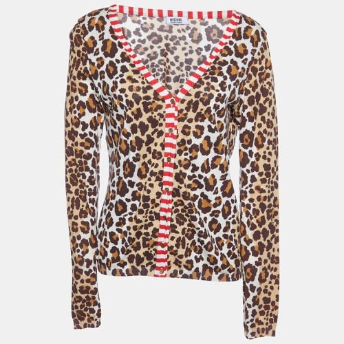 Animal Printed Cotton Knit Cardigan M - Moschino Cheap and Chic - Modalova