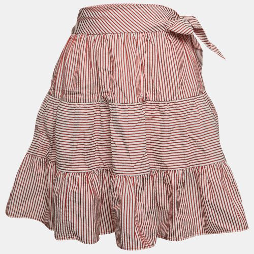 White/ Stripe Crepe Tiered Short Skirt S - Moschino Jeans - Modalova