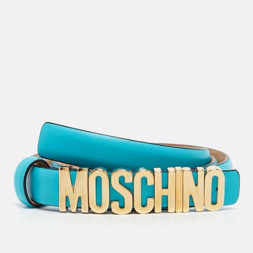 Turquoise Leather Classic Logo Belt 90 CM - Moschino - Modalova