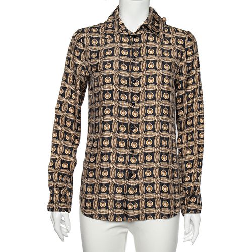 Printed Silk Neck Tie Detail Button Front Shirt M - Moschino - Modalova