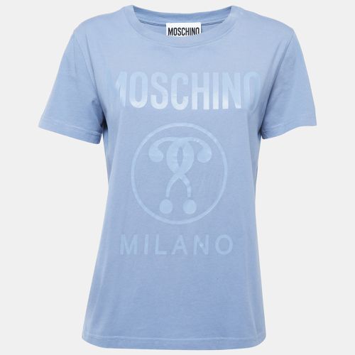 Logo Print Cotton Crew Neck Short Sleeve T-Shirt M - Moschino - Modalova