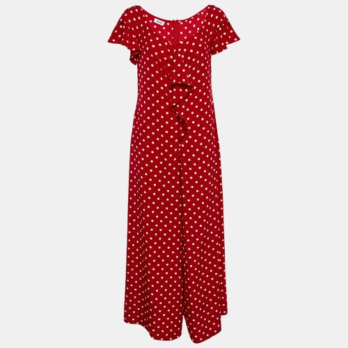 Polka Dot Print Silk Ruffled Jumpsuit L - Moschino - Modalova