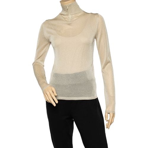 Sheer Lurex Knit Turtle Neck Long Sleeve Top M - Max Mara - Modalova