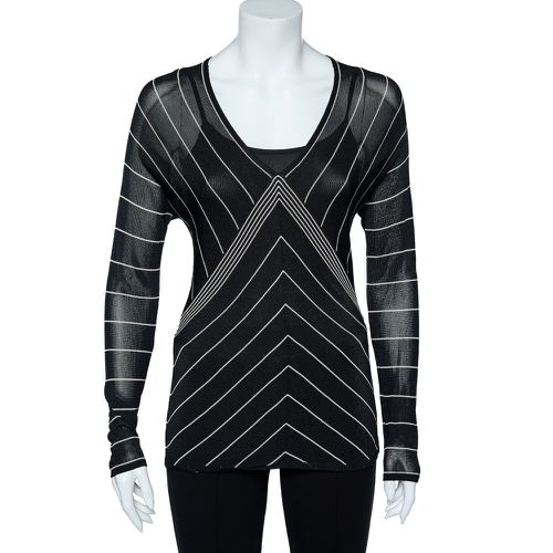 Back Stripe Pattern Knit V-Neck Top M - Max Mara - Modalova