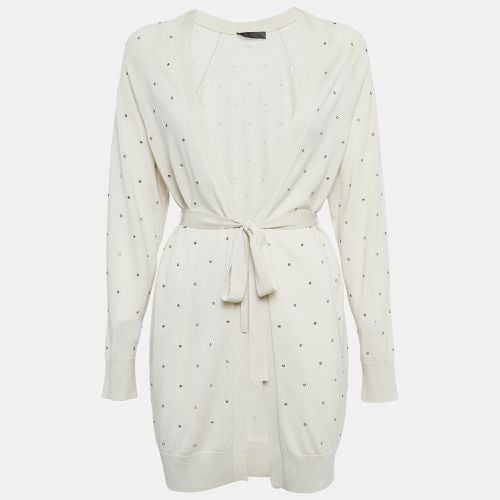 Off White Embellished Knit Open Front Cardigan M - Max Mara - Modalova