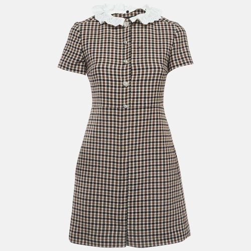 Plaid Cotton Blend Lace Collar Mini Dress S - Maje - Modalova