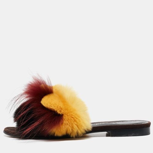 Mink Fur Slide Sandals Size 37 - Manolo Blahnik - Modalova