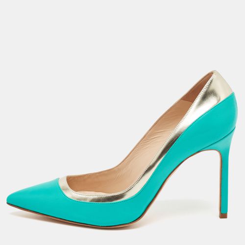 Turquoise Leather Pertati Pointed Toe Pumps Size 36.5 - Manolo Blahnik - Modalova