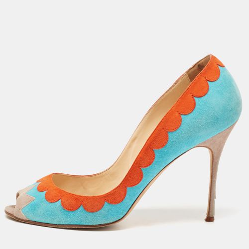 Orange Suede Peep Toe Pumps Size 41 - Manolo Blahnik - Modalova