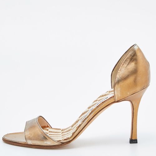 Bronze Leather Open Toe Pumps Size 36.5 - Manolo Blahnik - Modalova