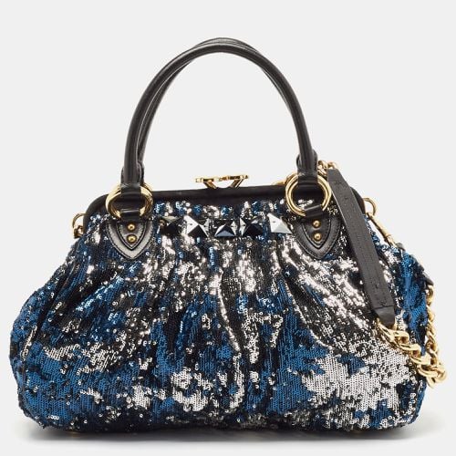 Blue Sequin,Suede and Leather New York Rocker Stam Satchel - Marc Jacobs - Modalova