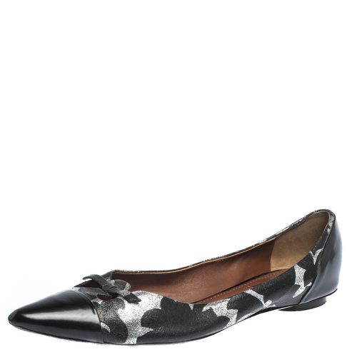 Silver Leather And Patent Pointed Toe Bow Ballet Flats Size 40 - Marc Jacobs - Modalova