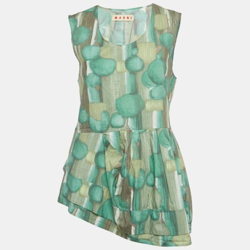 Multicolor Abstract Print Cotton Sleeveless Pleated Mini Dress M - Marni - Modalova