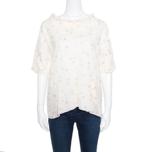 Floral Printed Cotton Dolman Sleeve Flared Top M - Marni - Modalova