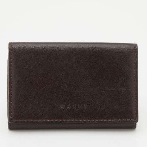 Dark Leather Card Holder - Marni - Modalova