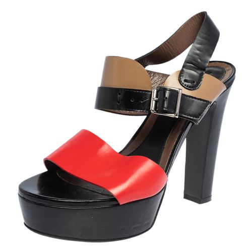 Tricolor Leather Platform Ankle Strap Sandals Size 40 - Marni - Modalova