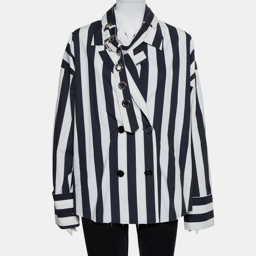 White Striped Cotton Double Breasted Belted Blazer M - Marques Almeida - Modalova