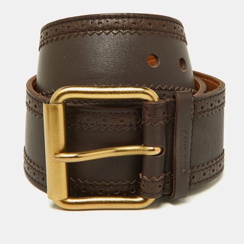 Leather Wide Waist Buckle Belt 85CM - Miu Miu - Modalova