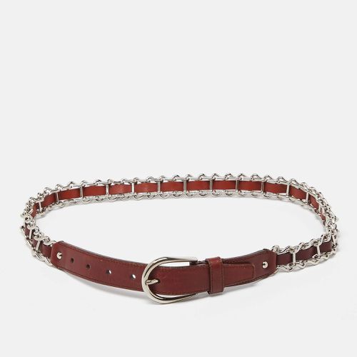 Burgundy Leather Chainlink Buckle Belt 80CM - Miu Miu - Modalova