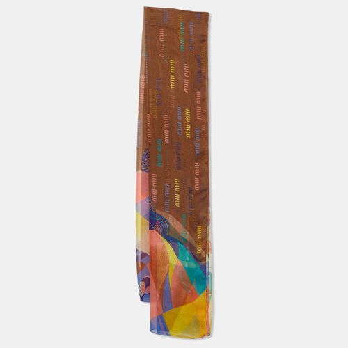 Miu Miu Brown Printed Silk Stole - Miu Miu - Modalova