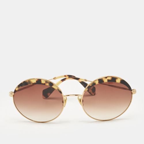 Gradient Tortoise Gold Tone SMU51Q Round Sunglasses - Miu Miu - Modalova