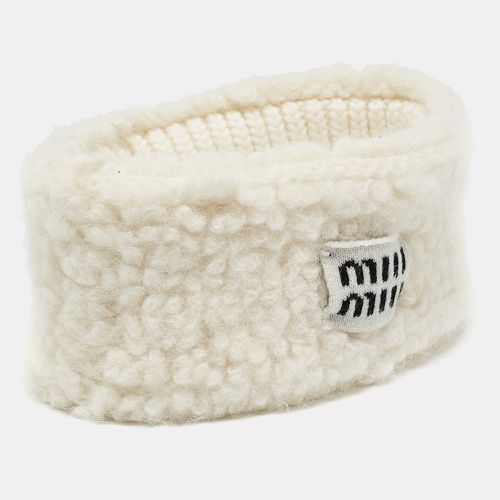 Logo Applique Shearling Head band - Miu Miu - Modalova