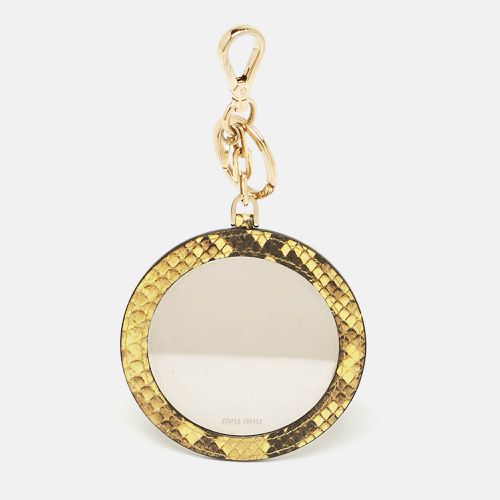 Black Snakeskin Embossed Leather Cosmetic Mirror - Miu Miu - Modalova