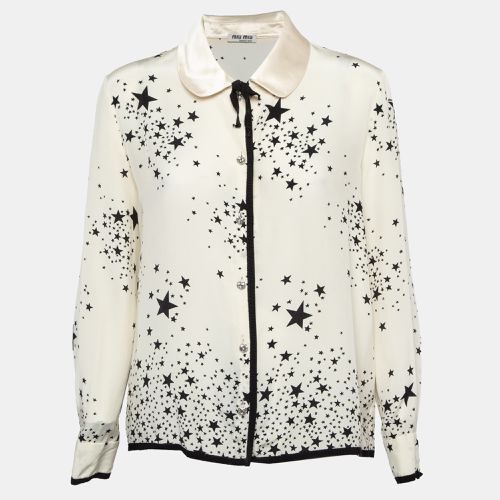 Off- Stars Print Silk Embellished Closure Shirt L - Miu Miu - Modalova