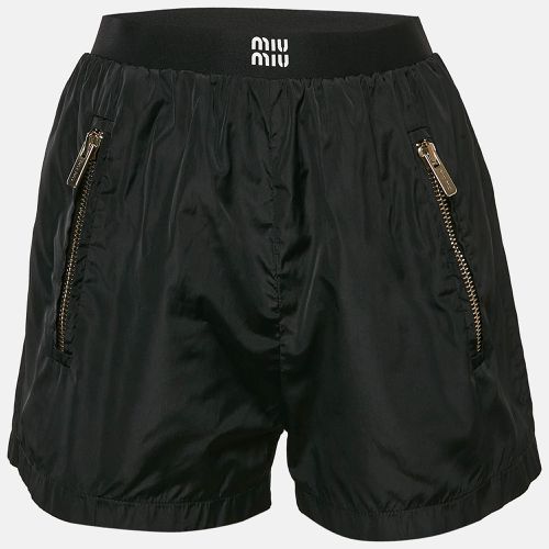 Logo-Print Technical Silk Shorts XS - Miu Miu - Modalova