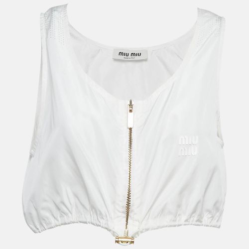 Technical Silk Perforated Detail Crop Top XS - Miu Miu - Modalova