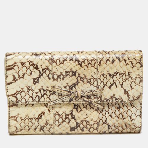 Watersnake Leather Bow Flap Compact Wallet - Miu Miu - Modalova