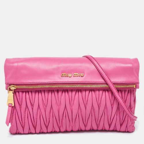 Matelassé Leather Fold Over Crossbody Bag - Miu Miu - Modalova