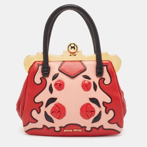 Leather Floral Patchwork Frame Satchel - Miu Miu - Modalova