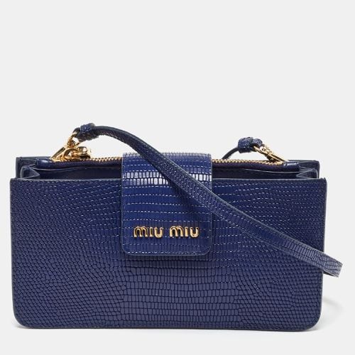 Lizard Embossed Leather Phone Wallet Crossbody Bag - Miu Miu - Modalova