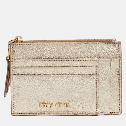 Metallic Madras Leather Zip Card Holder - Miu Miu - Modalova