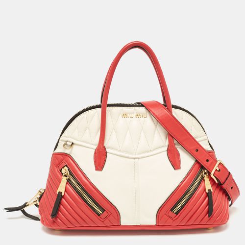 White Leather Biker Dome Satchel - Miu Miu - Modalova