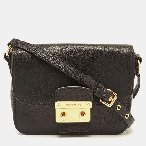 Leather Pushlock Flap Crossbody Bag - Miu Miu - Modalova