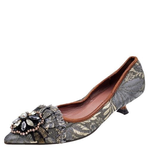 Jacquard Embellished Pointed Toe Pumps Size 36 - Miu Miu - Modalova